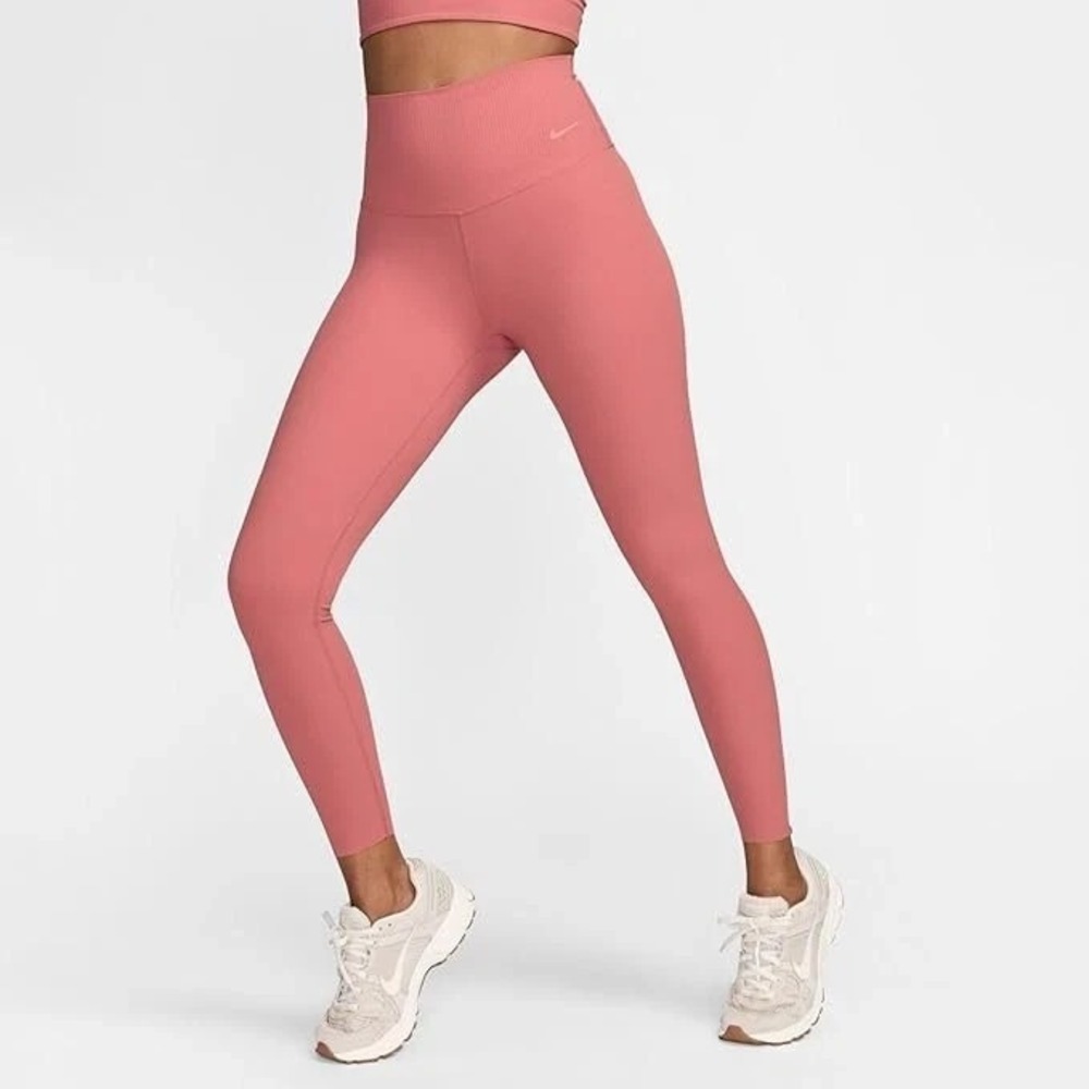 Nike Zenvy Rib High-Waisted 7/8 Leggings Womens XS Pink HF1443 634 $110